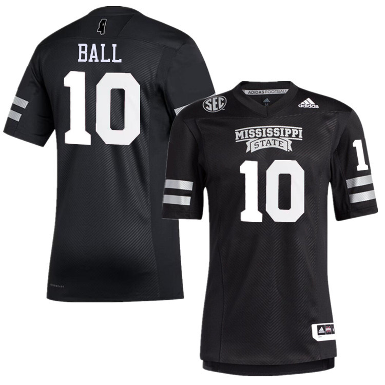 Men #10 Cameron Ball Mississippi State Bulldogs College Football Jerseys Stitched-Black